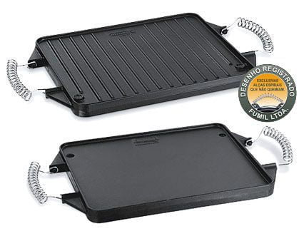 chapa ferro fundido, dupla face, 29 cm, grill, grelhar, bifeteira, bifeira, panela mineira