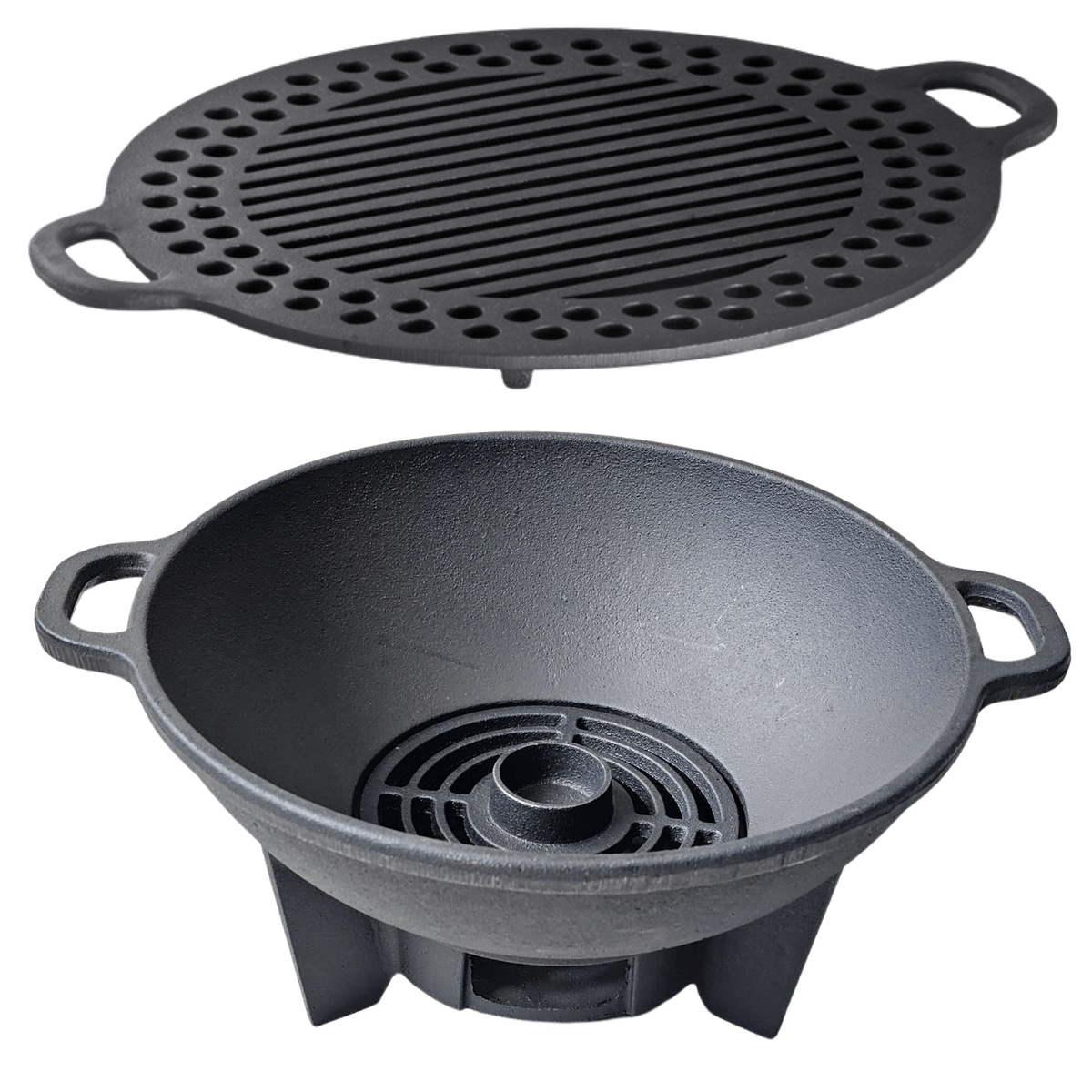 fogareiro ferro fundido, braseiro, lareira, gengis khan, grelha de ferro 32 cm, churrasqueira de ferro