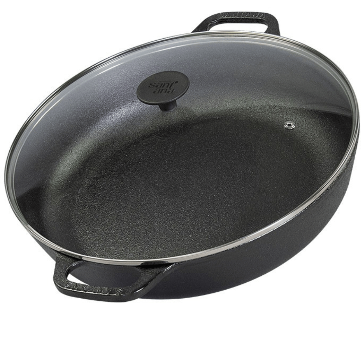 Paella Alça de Ferro 30cm 4 Litros Santana Tampa de Vidro