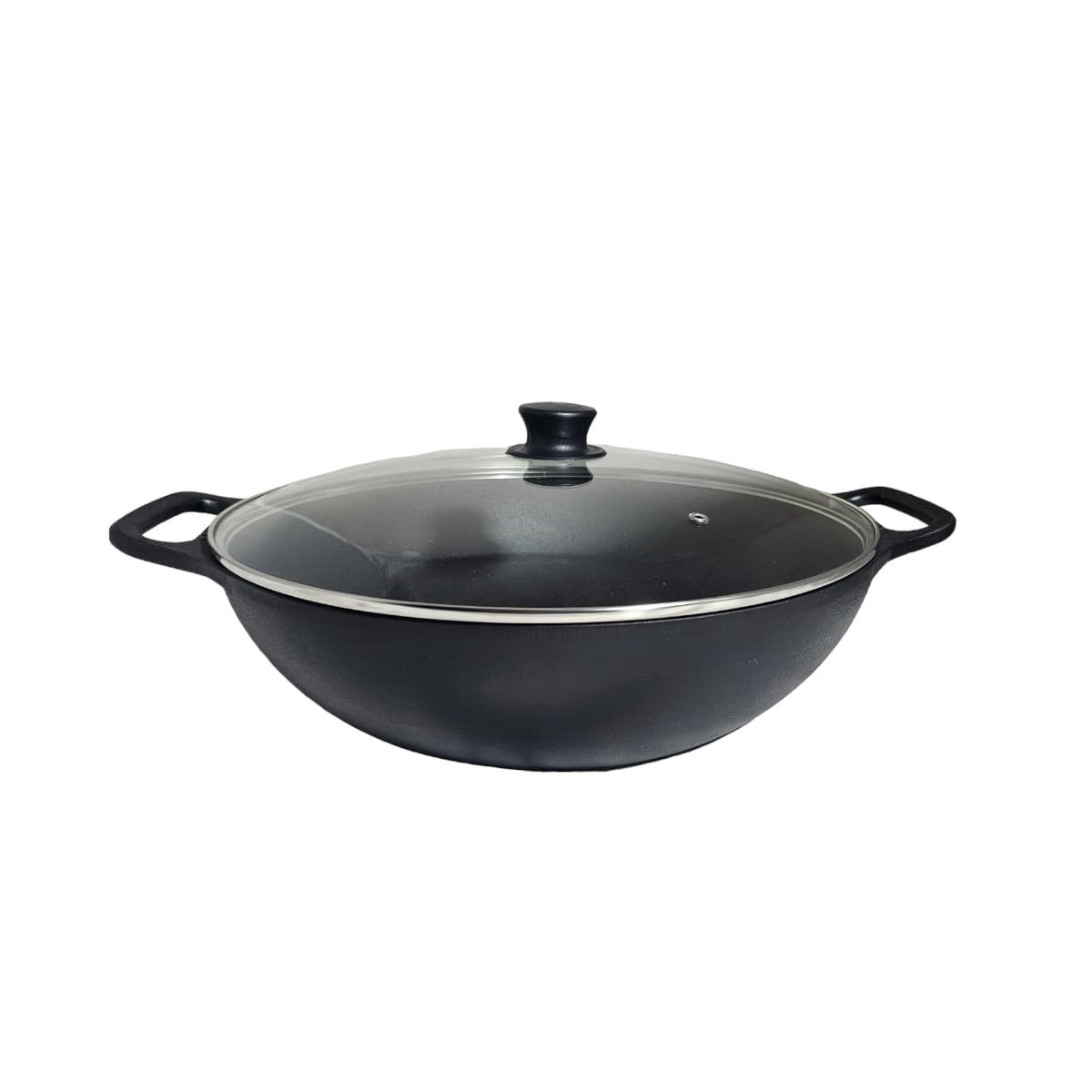 Panela Wok Ferro 8 Litros 36cm Tampa de Vidro Libaneza