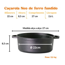 panela de ferro fundido caçarola neo 22 cm para panificaçao panela para forno, santana