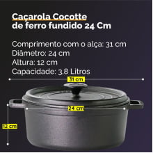 panela de ferro fundido caçarola cocotte 24 cm para panificaçao panela para forno, santana