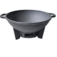 churrasqueira gengis khan, ferro fundido, 33 cm, fogareiro carvão, pedestal
