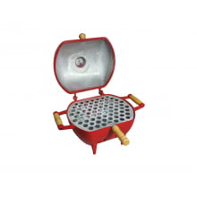 churrasqueira em aluminio fundido a bafo, mini churrasqueira no bafo vermelha