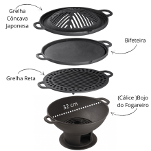 Churrasqueira Gengis Khan 4 peças  32 cm Completa