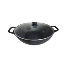 Panela Wok Ferro 8 Litros 36cm Tampa de Vidro Libaneza