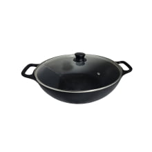 Panela Wok Ferro 8 Litros 36cm Tampa de Vidro Libaneza