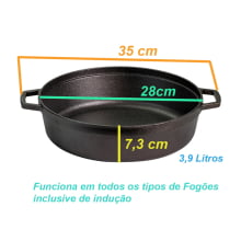 Risoteira De Ferro 28cm 3,9litros com Tampa De Ferro Santana