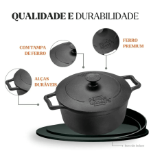 comprar panela de ferro fundido, caçarola, cacarola, 5 litros, panela mineira, fumil, alça ferro