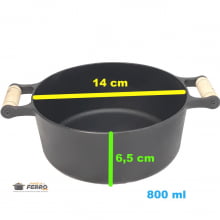 panela de ferro fundido caçarola com tampa de ferro 0,8 litro 14 cm de diametro santana