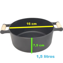 panela de ferro fundido caçarola com tampa de ferro 1 litro 16 cm de diametro santana