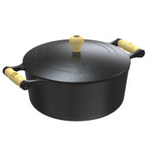 panela de ferro fundido caçarola com tampa de ferro 1,7 litro 18 cm de diametro fundição lib