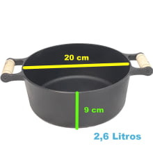 panela de ferro fundido caçarola com tampa de ferro 2,05 litros 20  cm de diametro santana