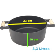 panela de ferro fundido caçarola com tampa de ferro 3,2  litros 22  cm de diametro santana