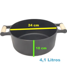 panela de ferro fundido caçarola com tampa de ferro 4,1  litros 24  cm de diametro santana