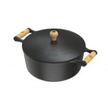 panela de ferro fundido caçarola com tampa de ferro 6,5  litros 28  cm de diametro fundição lib