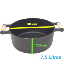 panela de ferro fundido caçarola com tampa de ferro 7,5  litros 30  cm de diametro santana