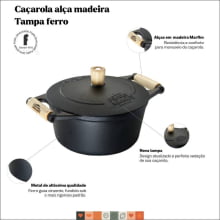 comprar panela de ferro fundido, caçarola, cacarola, 2,2 litros, panela mineira, fumil, alça madeira