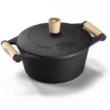Caçarola alça de madeira tampa de ferro 2,2 litros 20 cm diametro