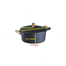 panela de ferro fundido caçarola com tampa de vidro 3,2  litros 22 cm de diametro libaneza