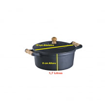 panela de ferro fundido caçarola com tampa de vidro 1,55 litro 18 cm de diam libaneza