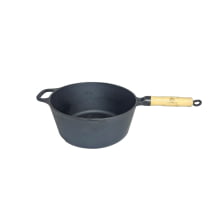 panela de ferro fundido com cabo caçarola com tampa de vidro 1,2 litros 16 cm de diametro fundição lib 