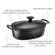 panela de ferro fundido, caçarola, cacarola, 5 litros, panela ,oval