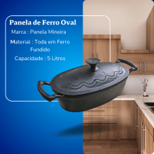 panela de ferro fundido, caçarola, cacarola, 5 litros, panela ,oval